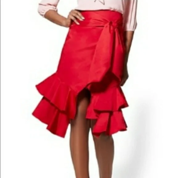 Red Poplin Wrap skirt - Picture 1 of 2